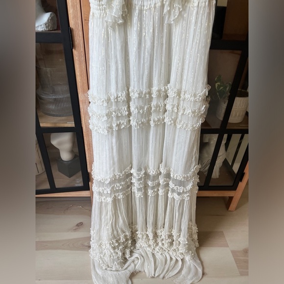 Free People wedding dress boho maxi crochet embroidered BHLDN Anthropologie - Picture 4 of 13